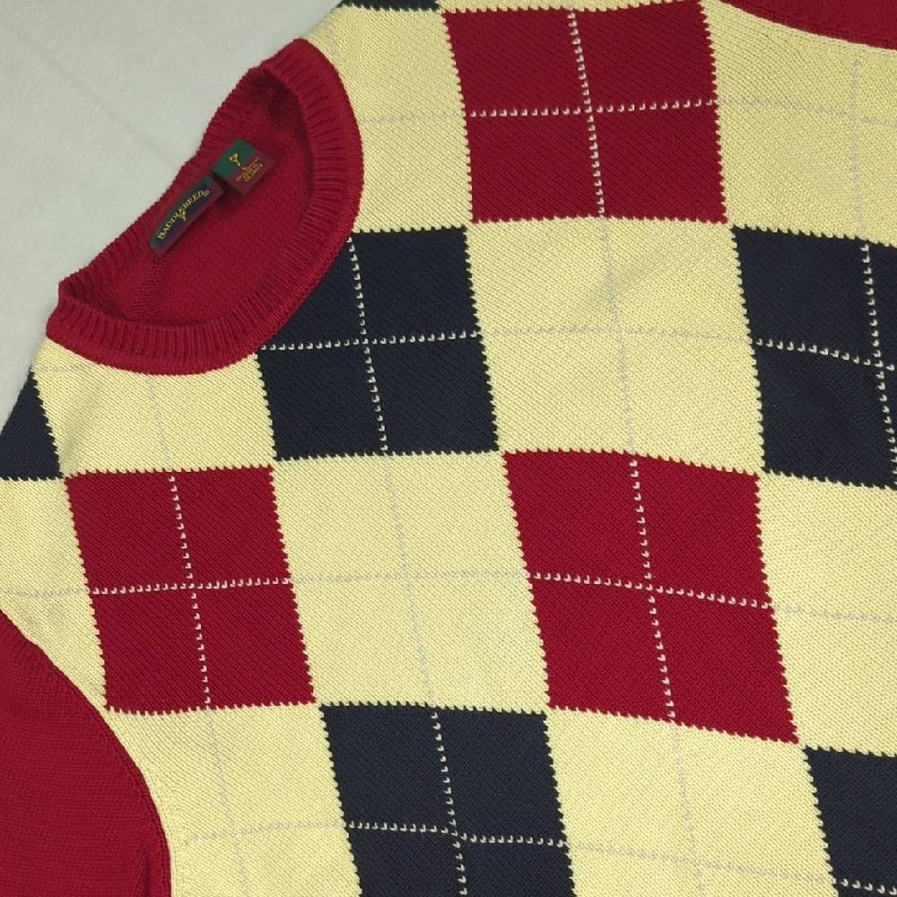 Vintage Saddlebred Ribbed Argyle Sweater Mens Size Large‎